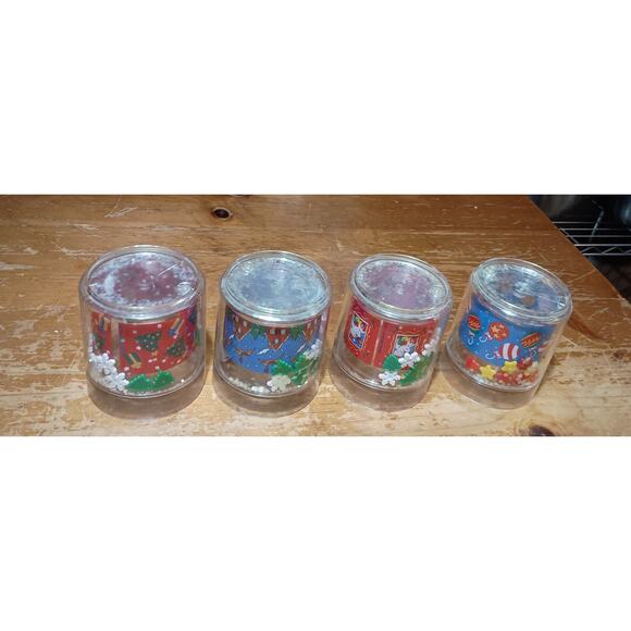Vintage 1993 Leahy Designs Christmas Holiday Acrylic Plastic Drinking Cups Set - Picture 2 of 7